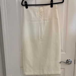eva mendes for New York & Company Cream Lace-Up High-Rise Pencil Skirt
